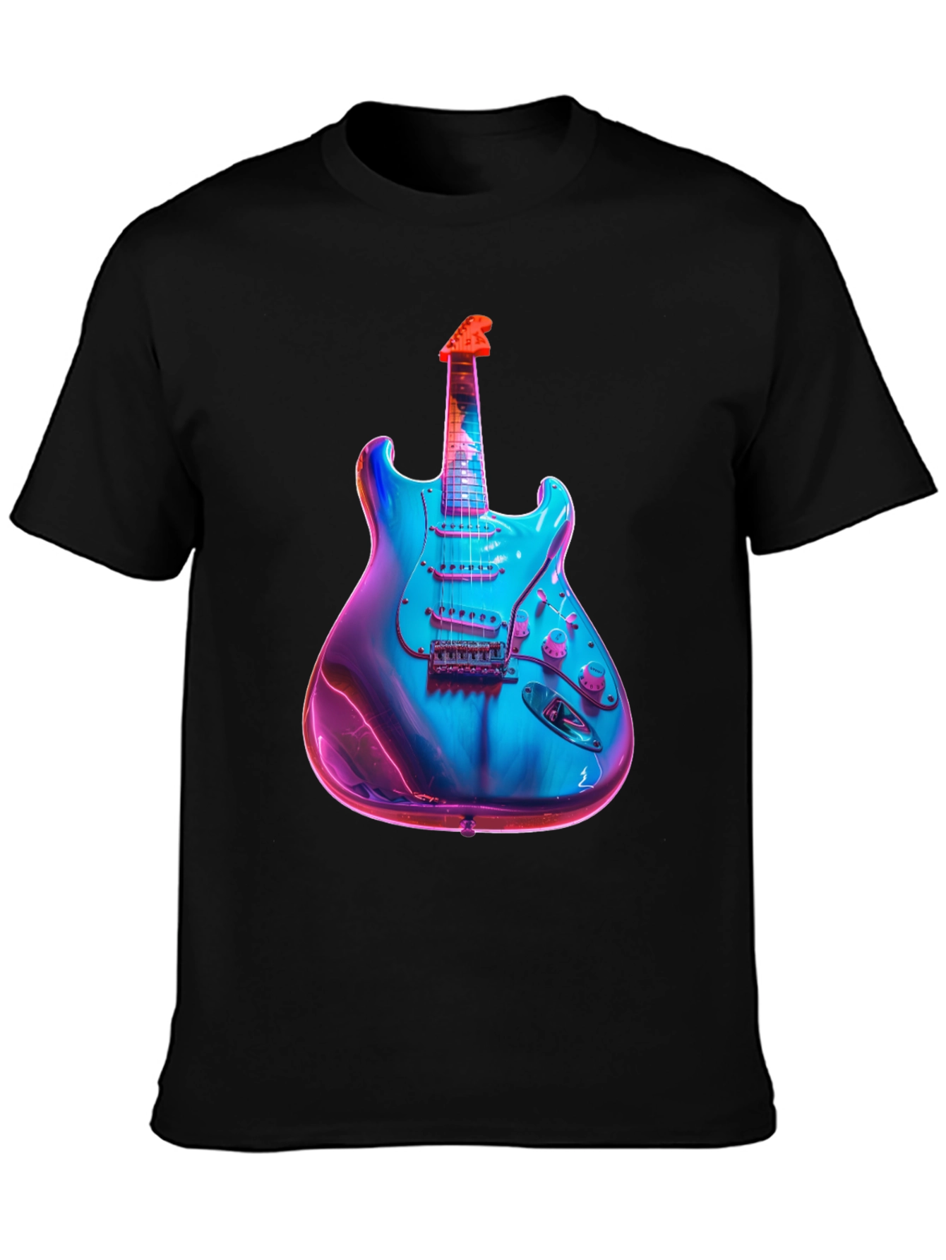 Electric Guitar Graphic T-Shirt - Black