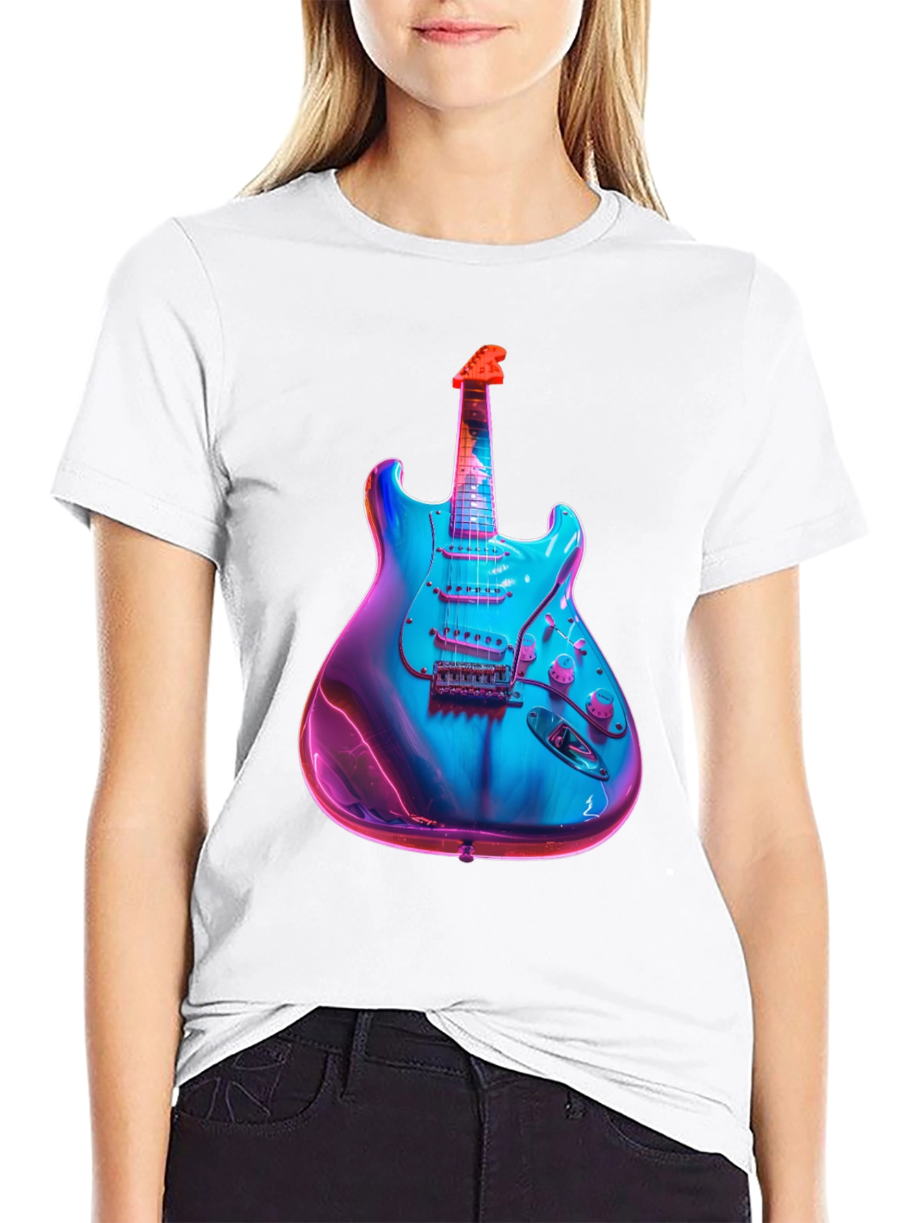 Electric Guitar Graphic T-Shirt - Black