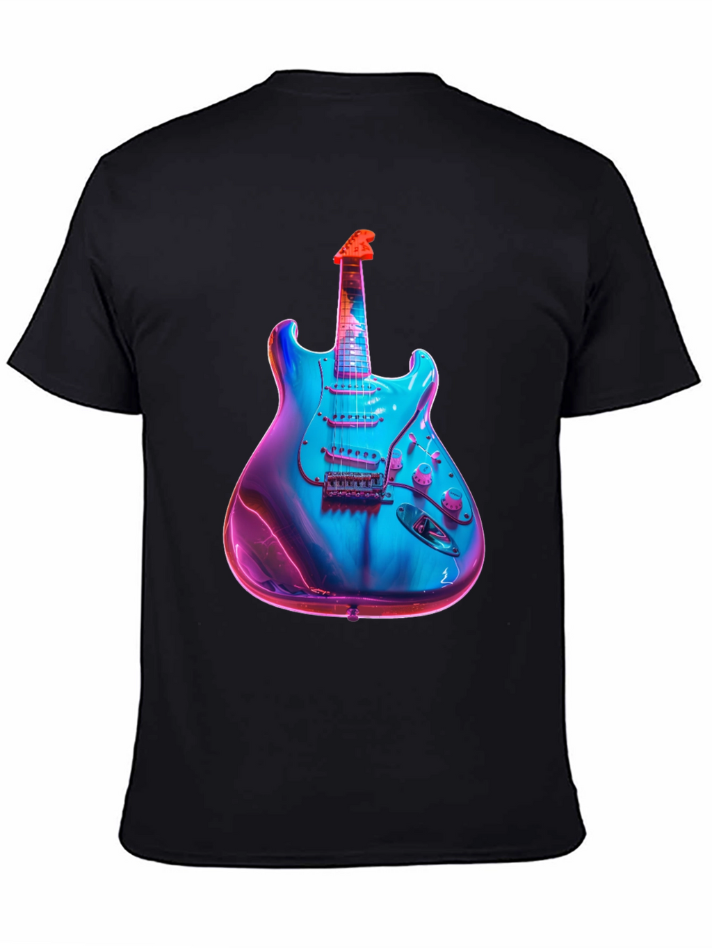 Electric Guitar Graphic T-Shirt - Black