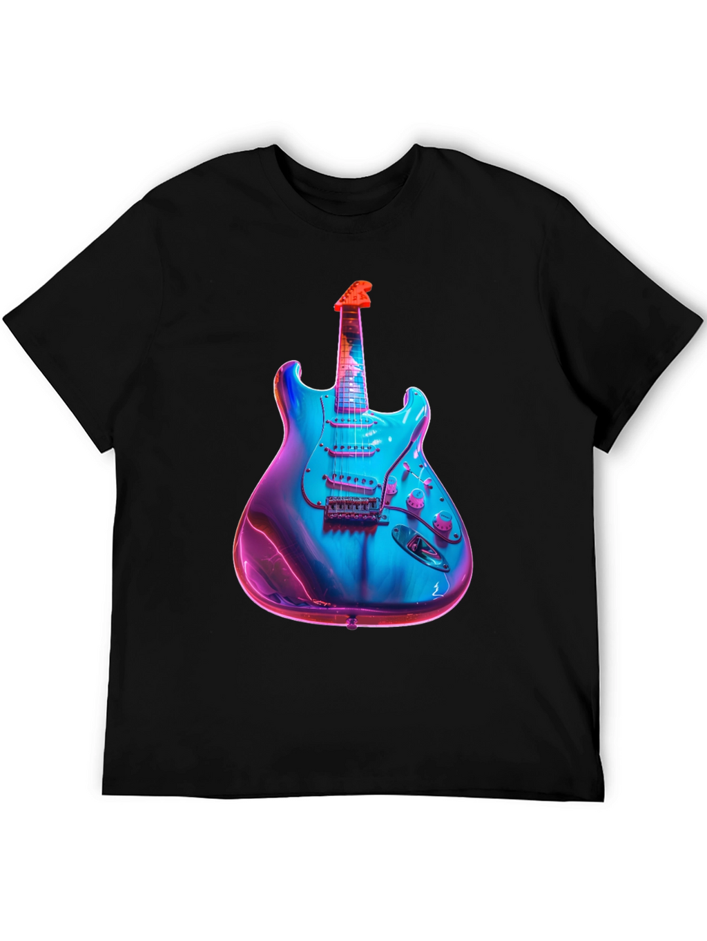 Electric Guitar Graphic T-Shirt - Black