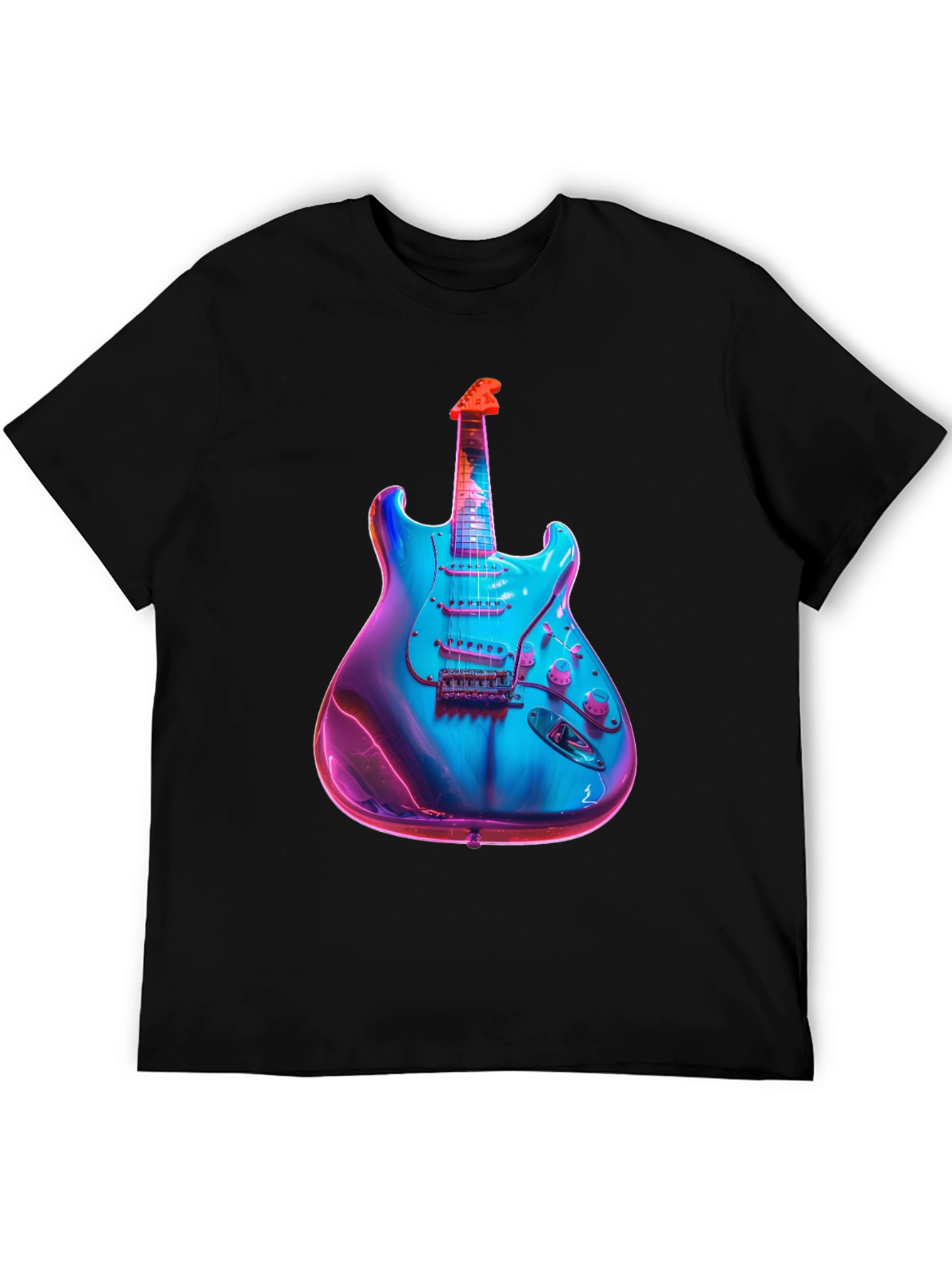 Electric Guitar Graphic T-Shirt - Black