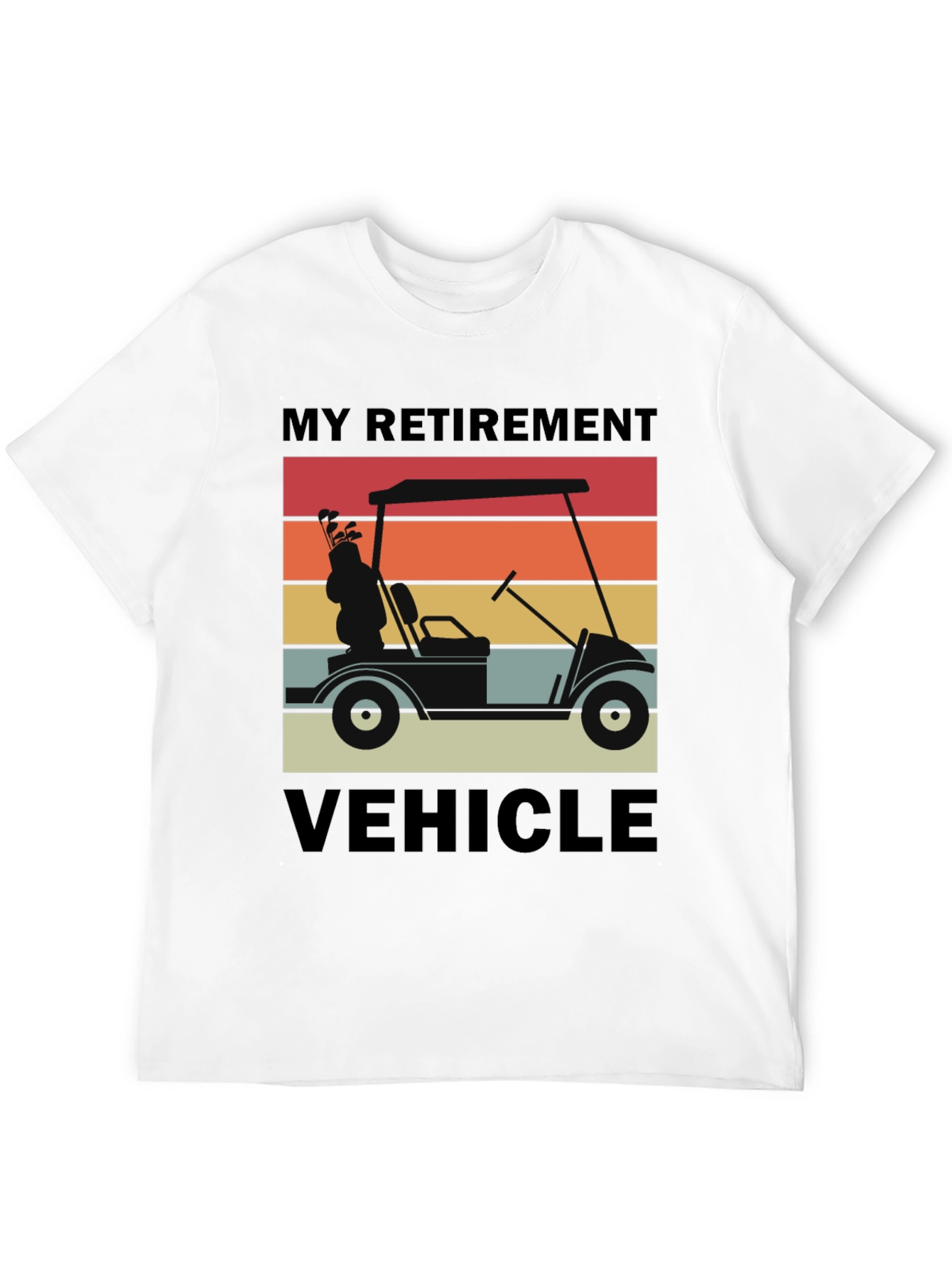 My Retirement Vehicle T-Shirt - Golf Cart Sunset Design