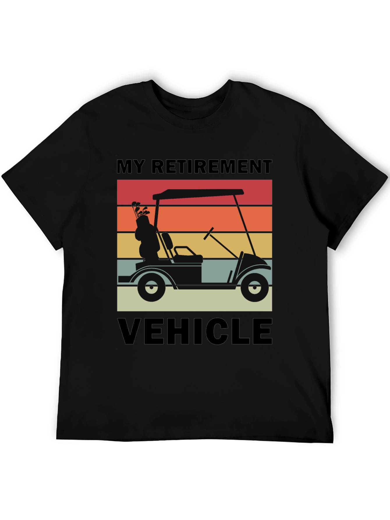 My Retirement Vehicle T-Shirt - Golf Cart Sunset Design