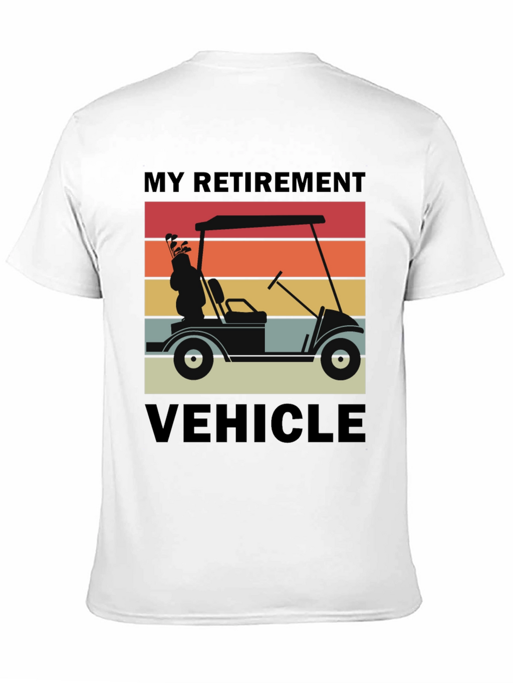 My Retirement Vehicle T-Shirt - Golf Cart Sunset Design