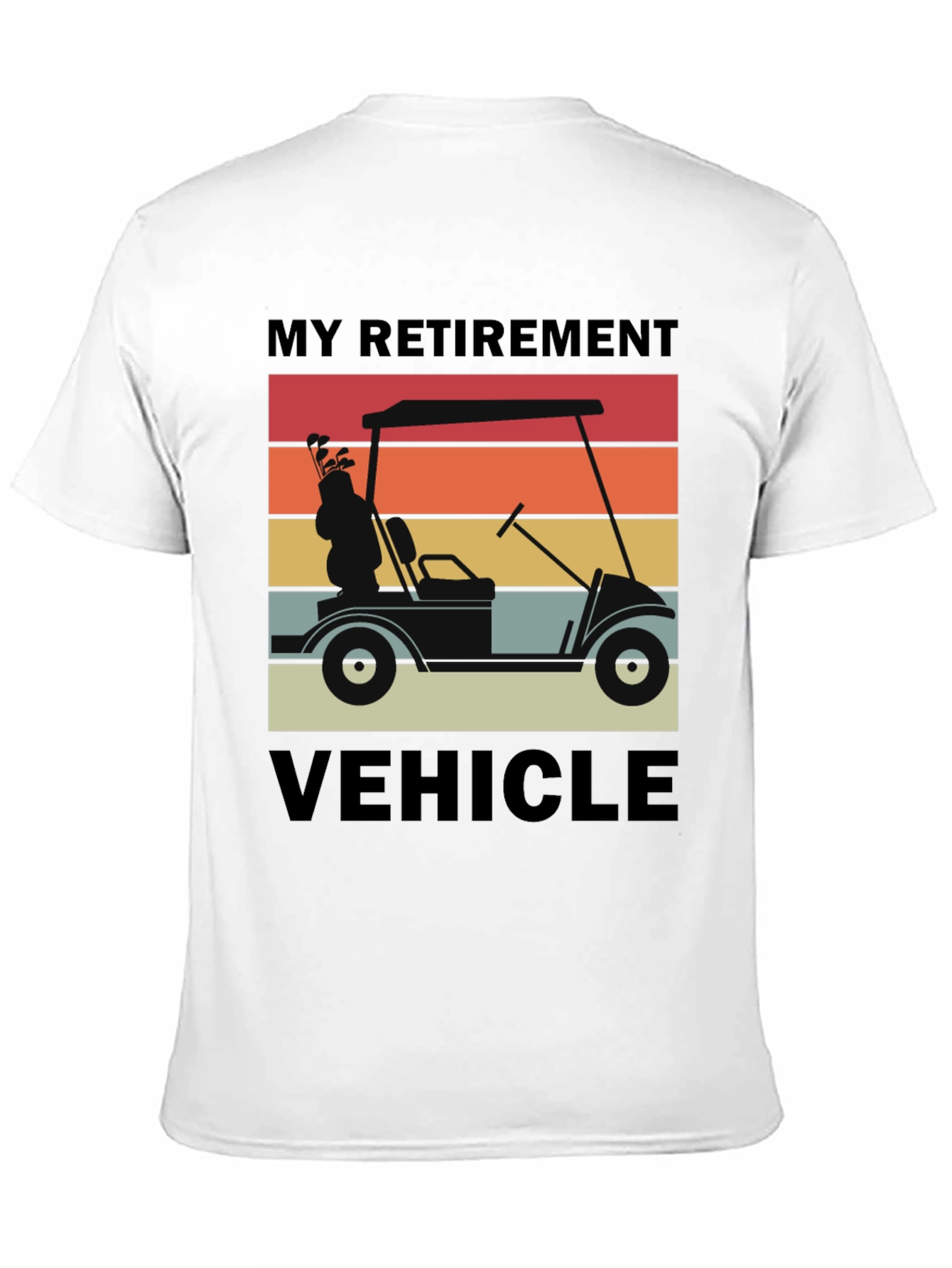 My Retirement Vehicle T-Shirt - Golf Cart Sunset Design