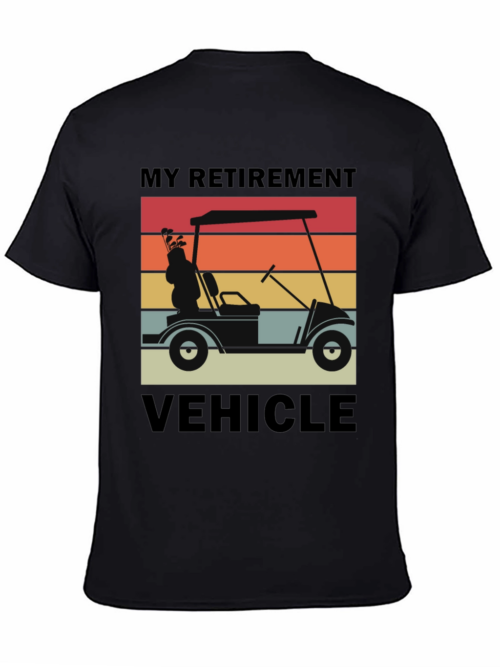 My Retirement Vehicle T-Shirt - Golf Cart Sunset Design