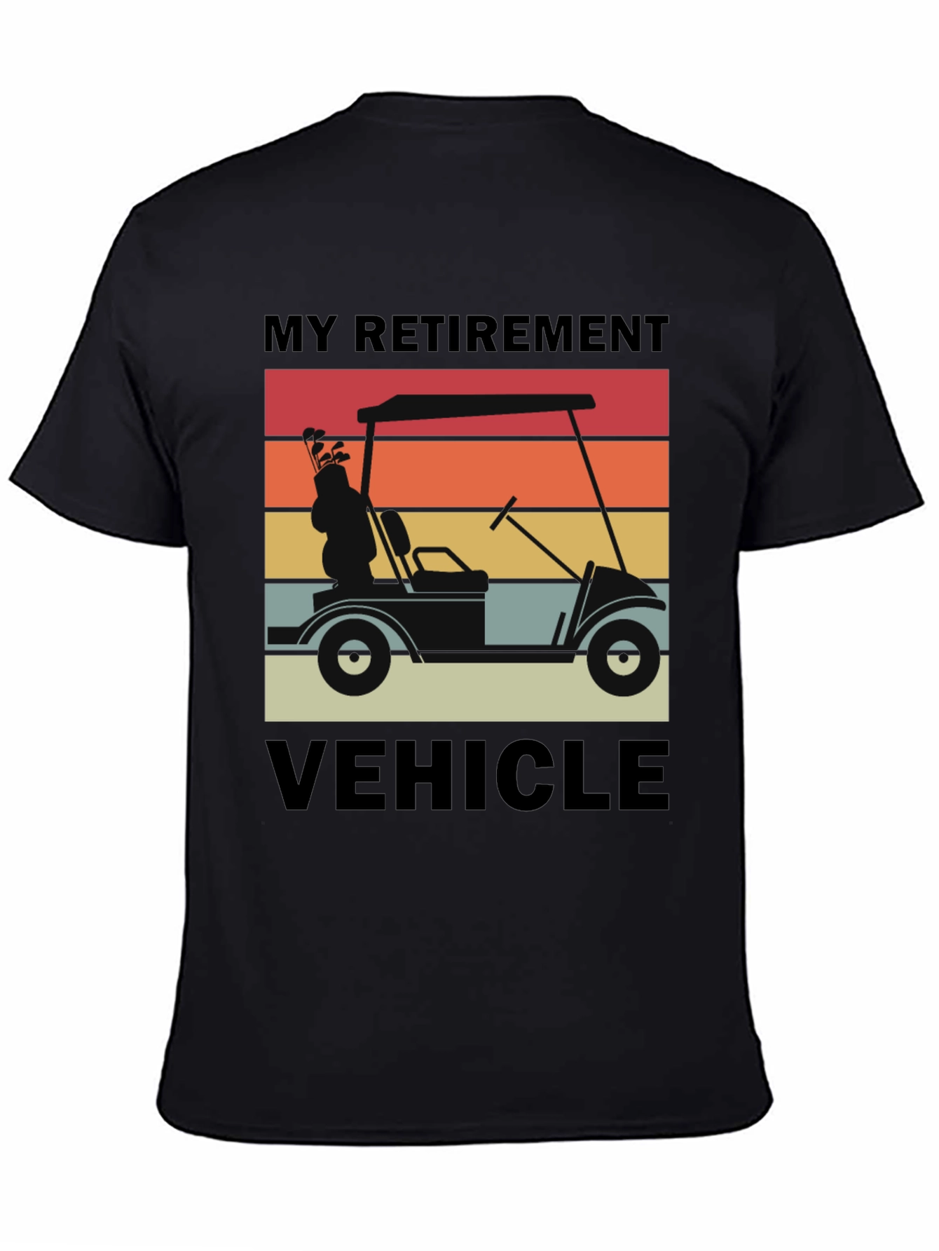 My Retirement Vehicle T-Shirt - Golf Cart Sunset Design