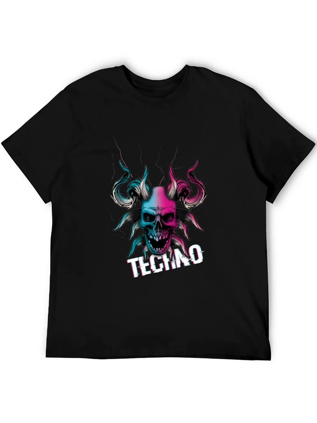 Techno Skull Graphic T-Shirt - Black