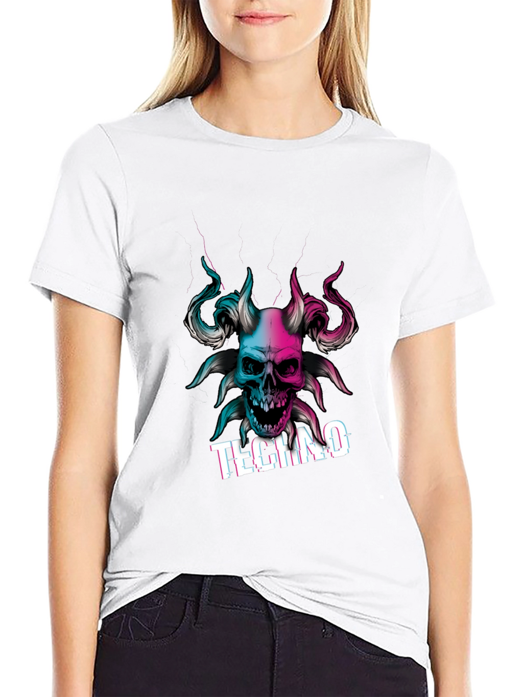 Techno Skull Graphic T-Shirt - Black