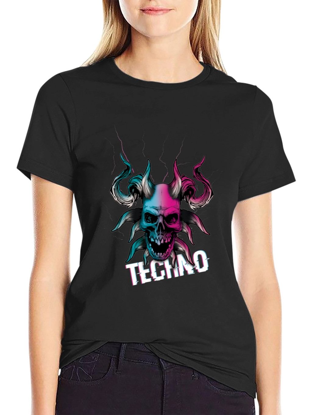 Techno Skull Graphic T-Shirt - Black