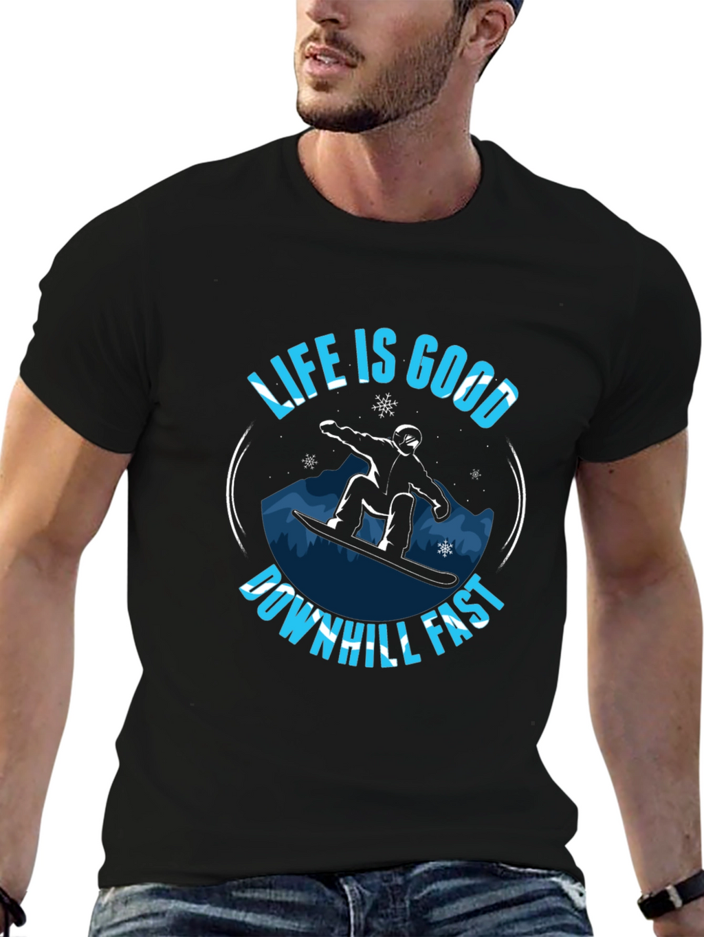 Life is Good Downhill Fast Graphic T-Shirt