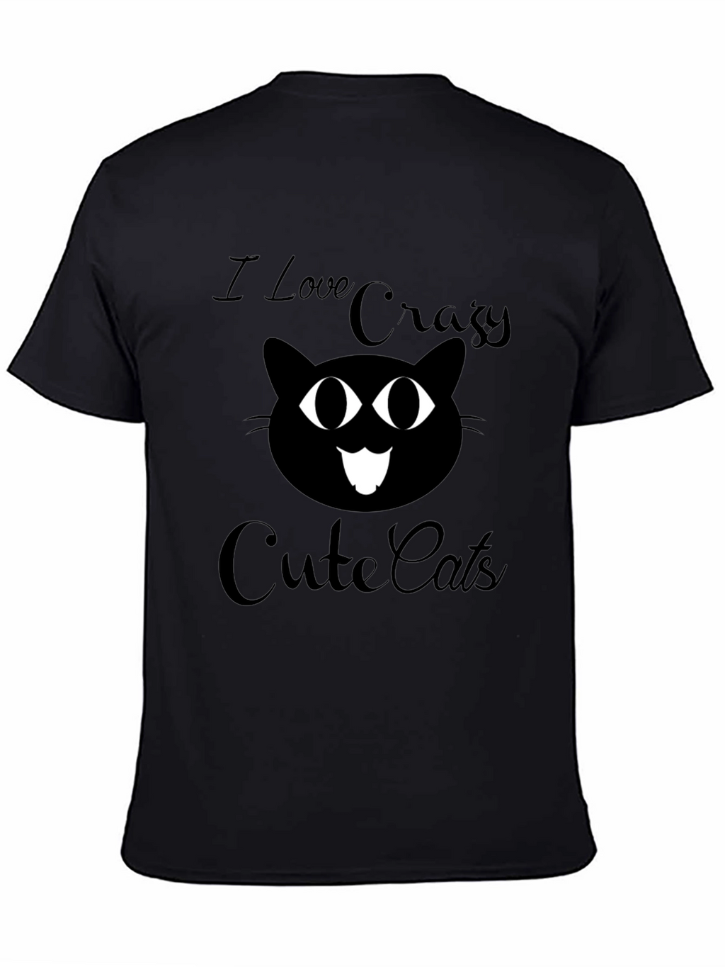 Crazy Cute Cats Graphic Tee - Black Cotton T-Shirt