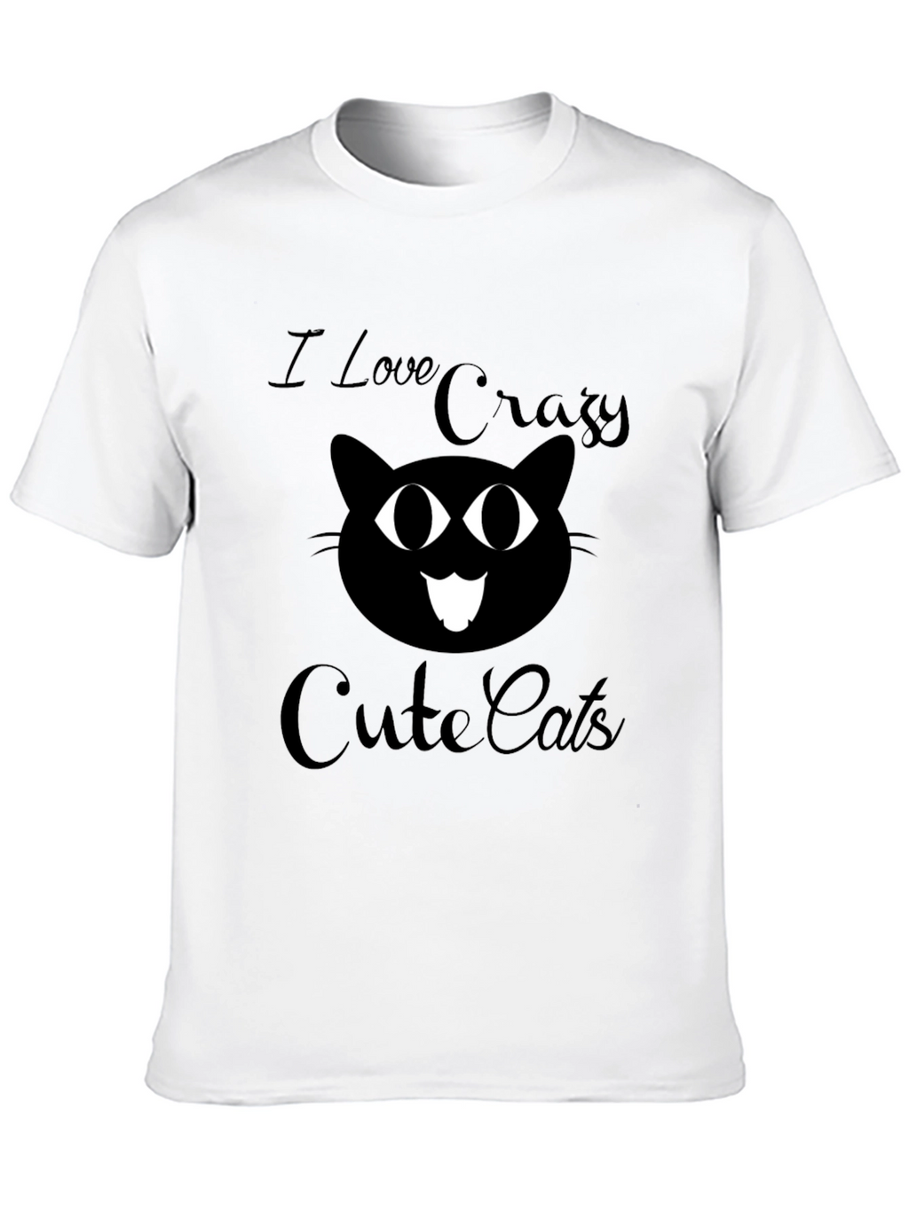 Crazy Cute Cats Graphic Tee - Black Cotton T-Shirt
