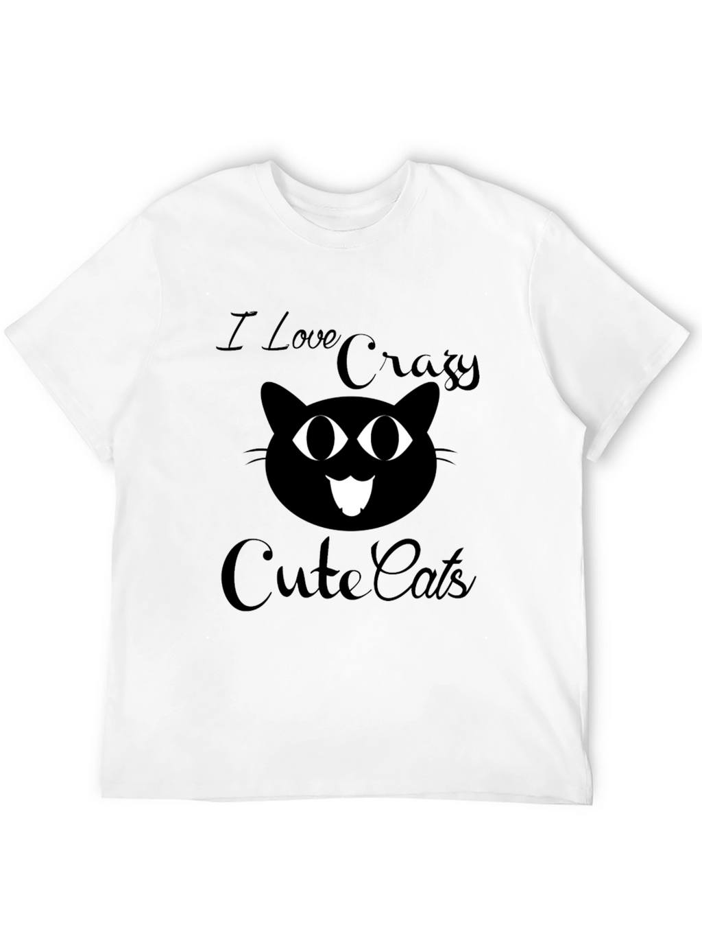 Crazy Cute Cats Graphic Tee - Black Cotton T-Shirt