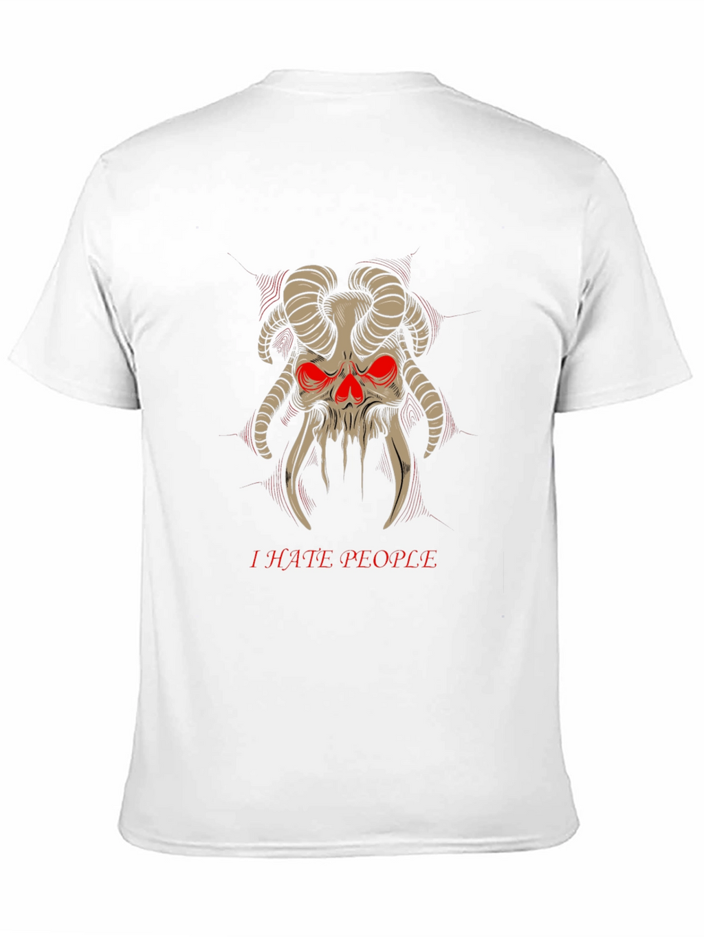 I Hate People Skull Horns T-Shirt Black
