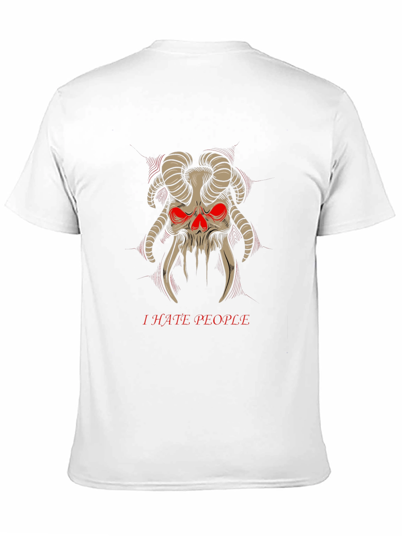 I Hate People Skull Horns T-Shirt Black