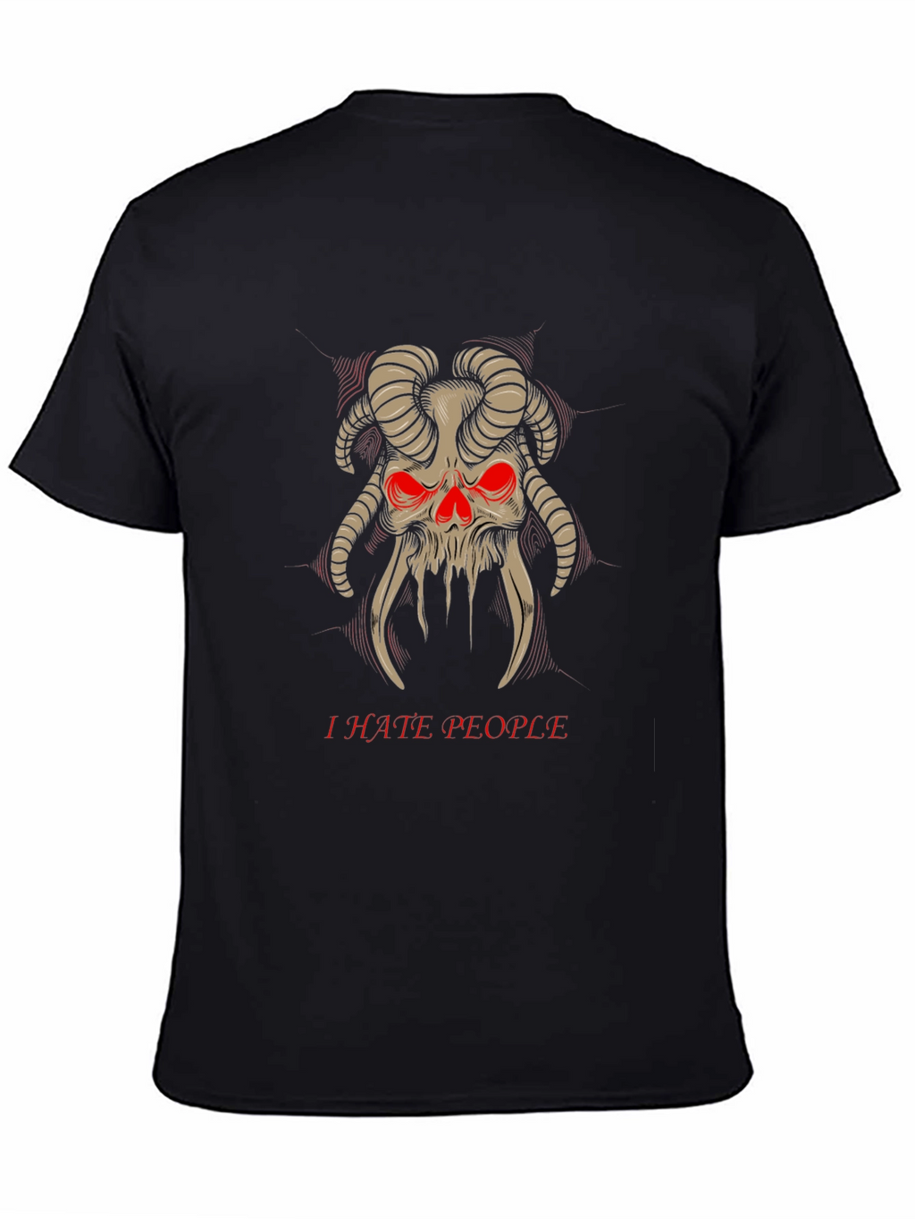 I Hate People Skull Horns T-Shirt Black
