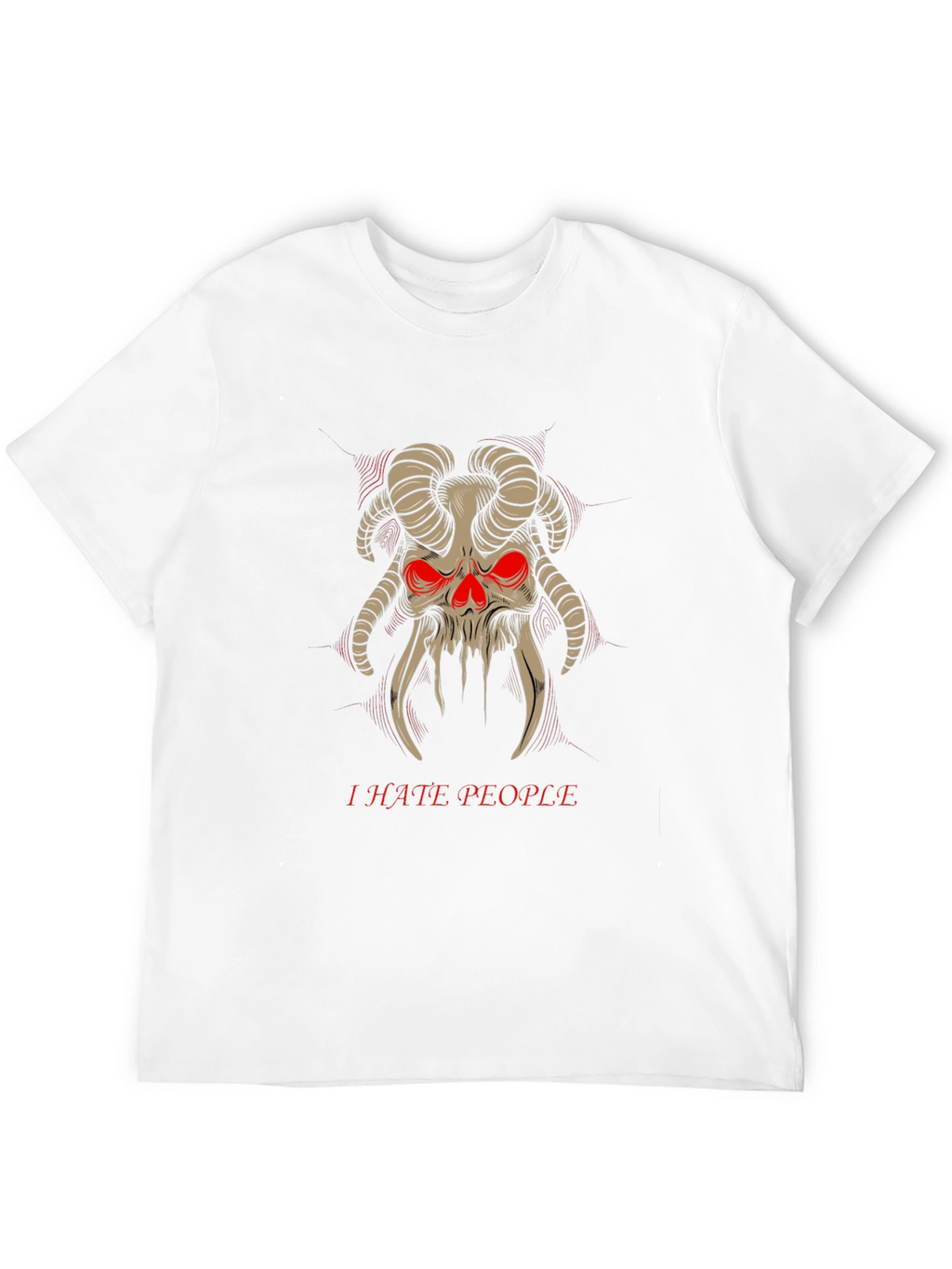 I Hate People Skull Horns T-Shirt Black