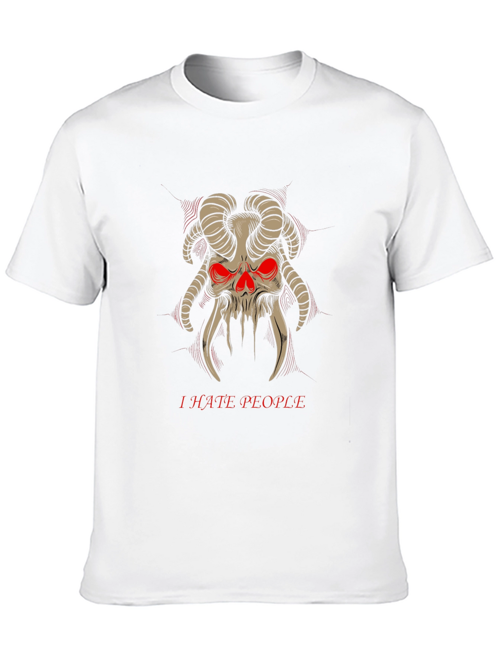 I Hate People Skull Horns T-Shirt Black