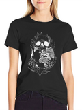 Skull Globe Graphic Tee - Black