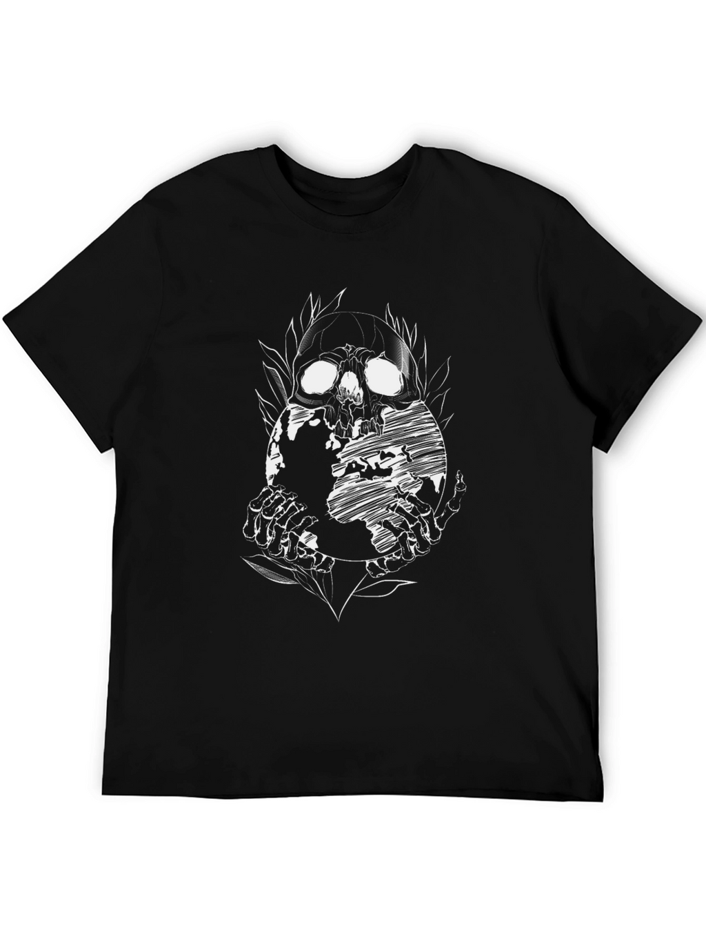Skull Globe Graphic Tee - Black