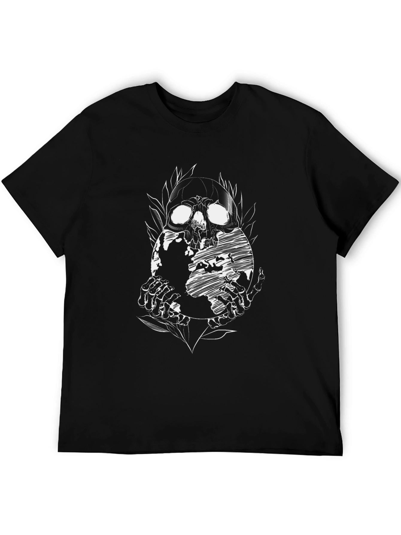Skull Globe Graphic Tee - Black