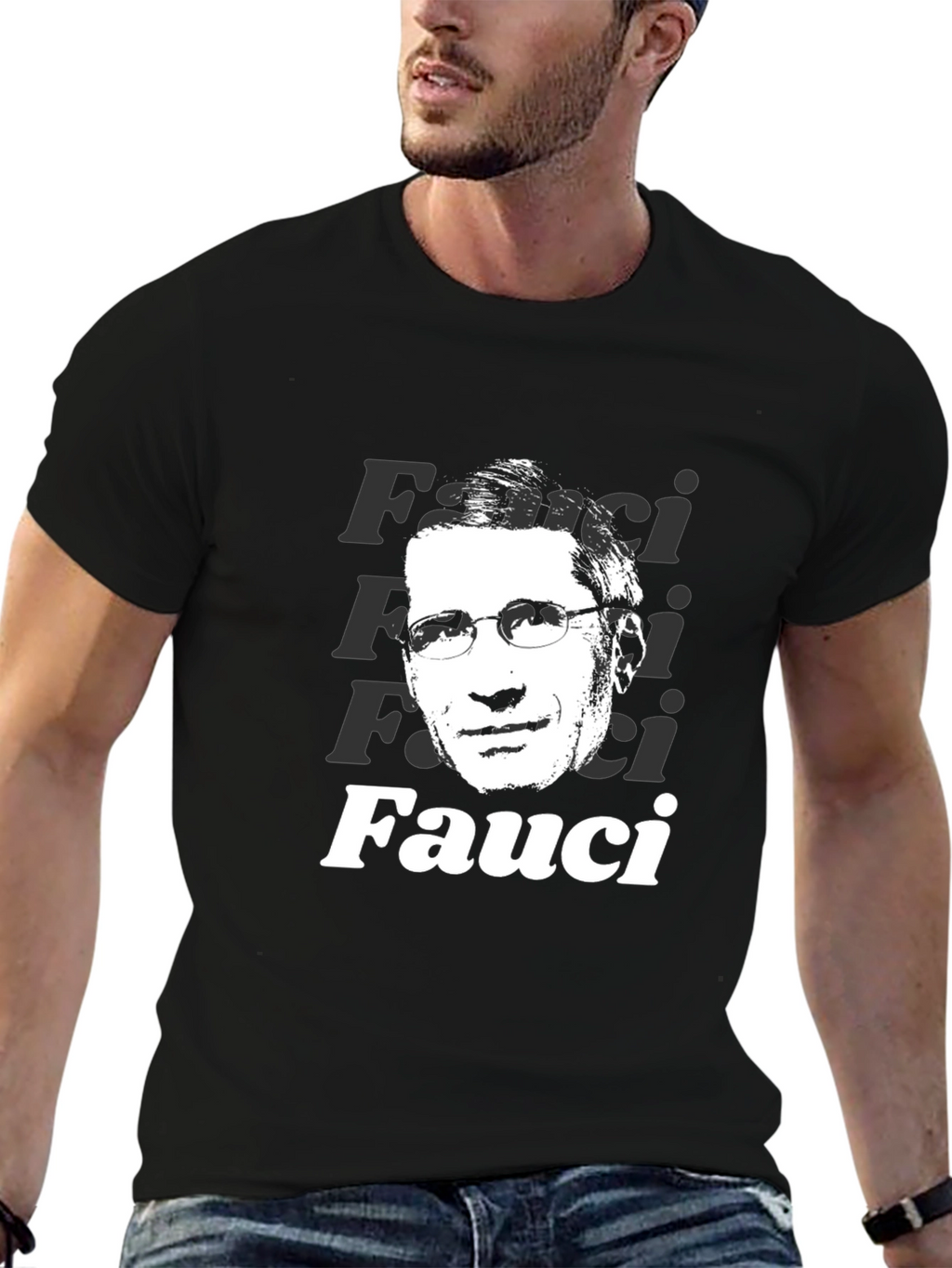 Fauci Portrait Graphic T-Shirt - Black
