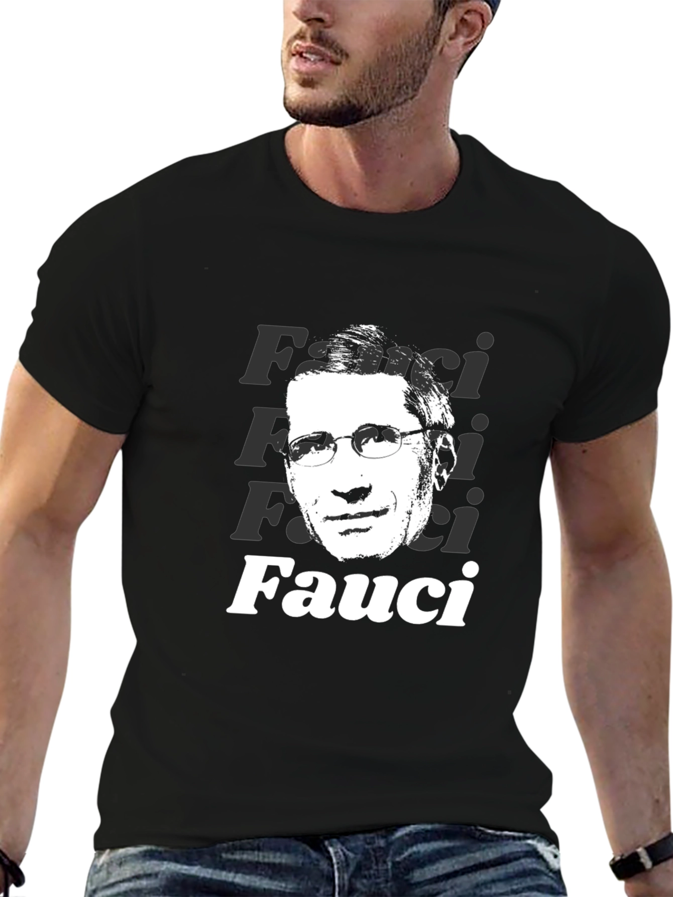 Fauci Portrait Graphic T-Shirt - Black