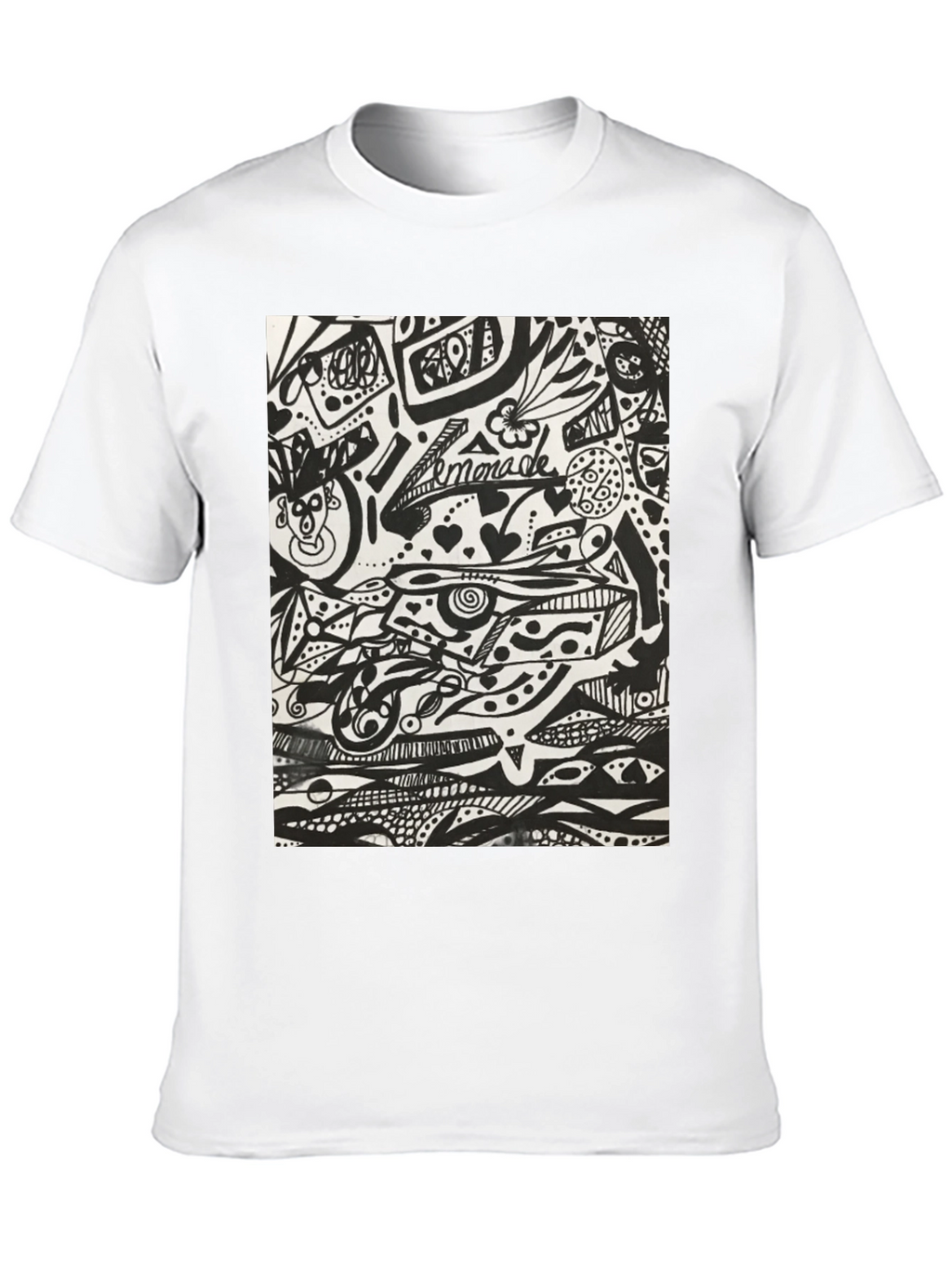 Abstract Doodle Art Black T-Shirt - Unique Graphic Tee