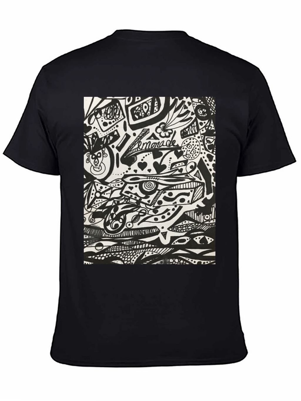 Abstract Doodle Art Black T-Shirt - Unique Graphic Tee