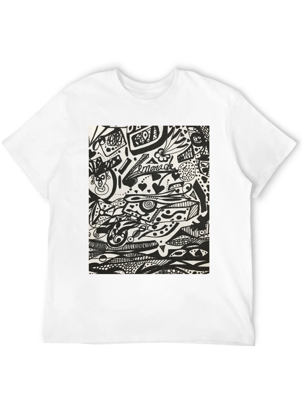 Abstract Doodle Art Black T-Shirt - Unique Graphic Tee