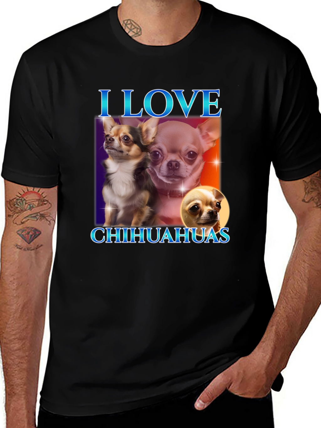 I Love Chihuahuas Black T-Shirt