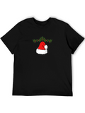 Festive Santa Hat Graphic Tee - Holiday Cheer