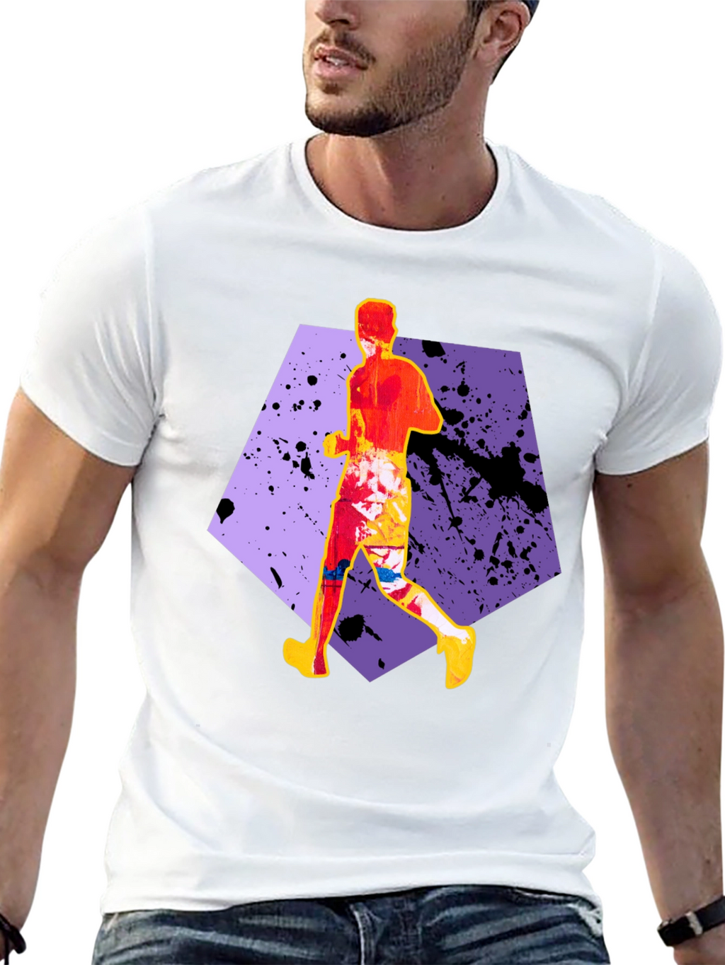 Abstract Runner Graphic Tee - Stylish Black T-Shirt