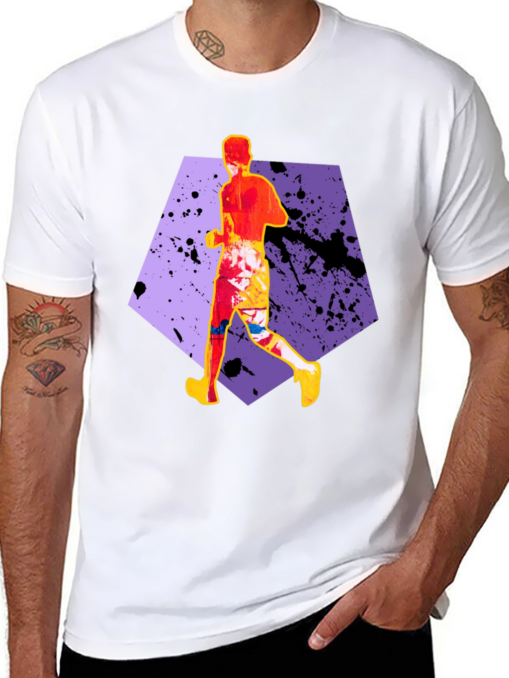 Abstract Runner Graphic Tee - Stylish Black T-Shirt