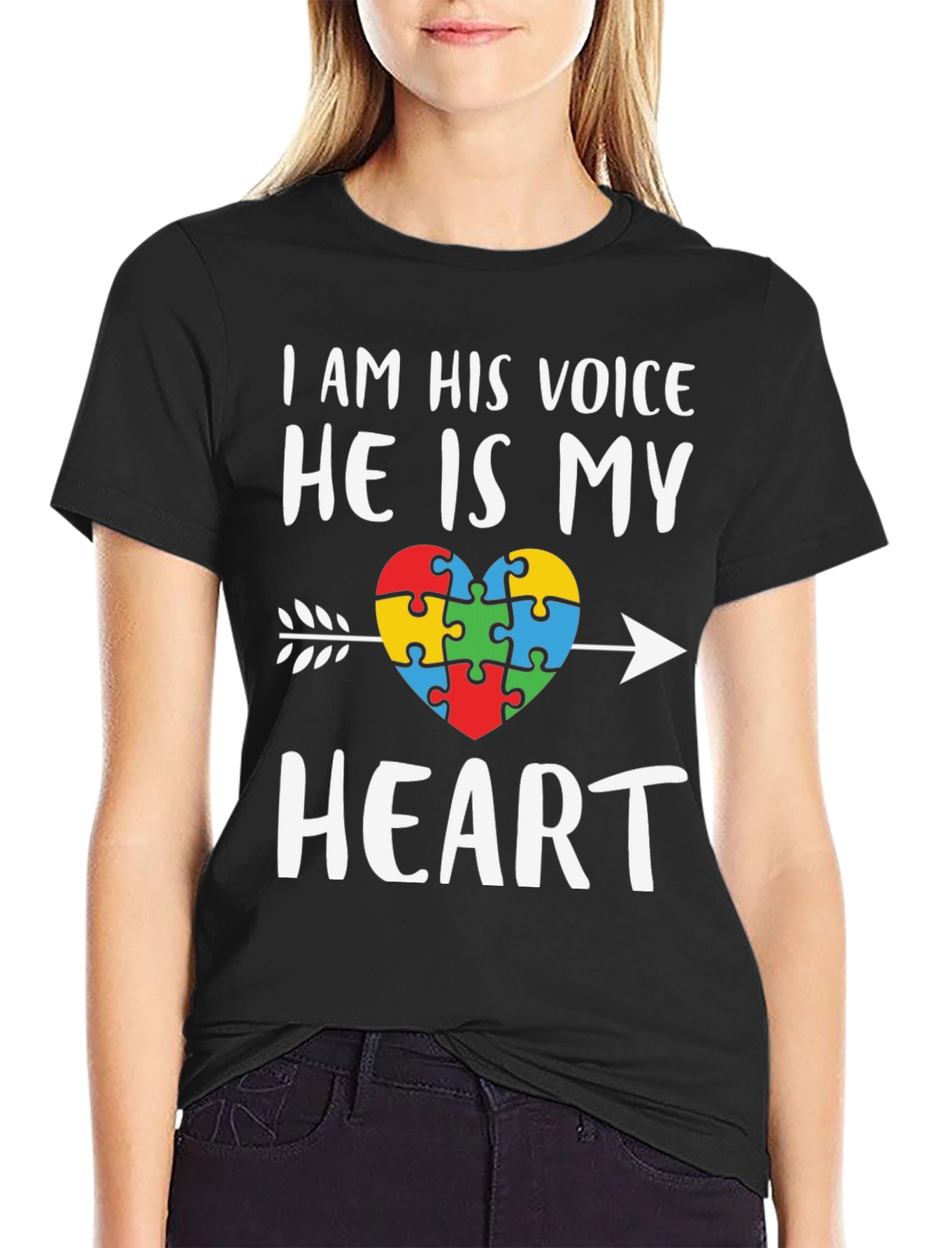 Autism Awareness T-Shirt - I Am His Voice He Is My Heart