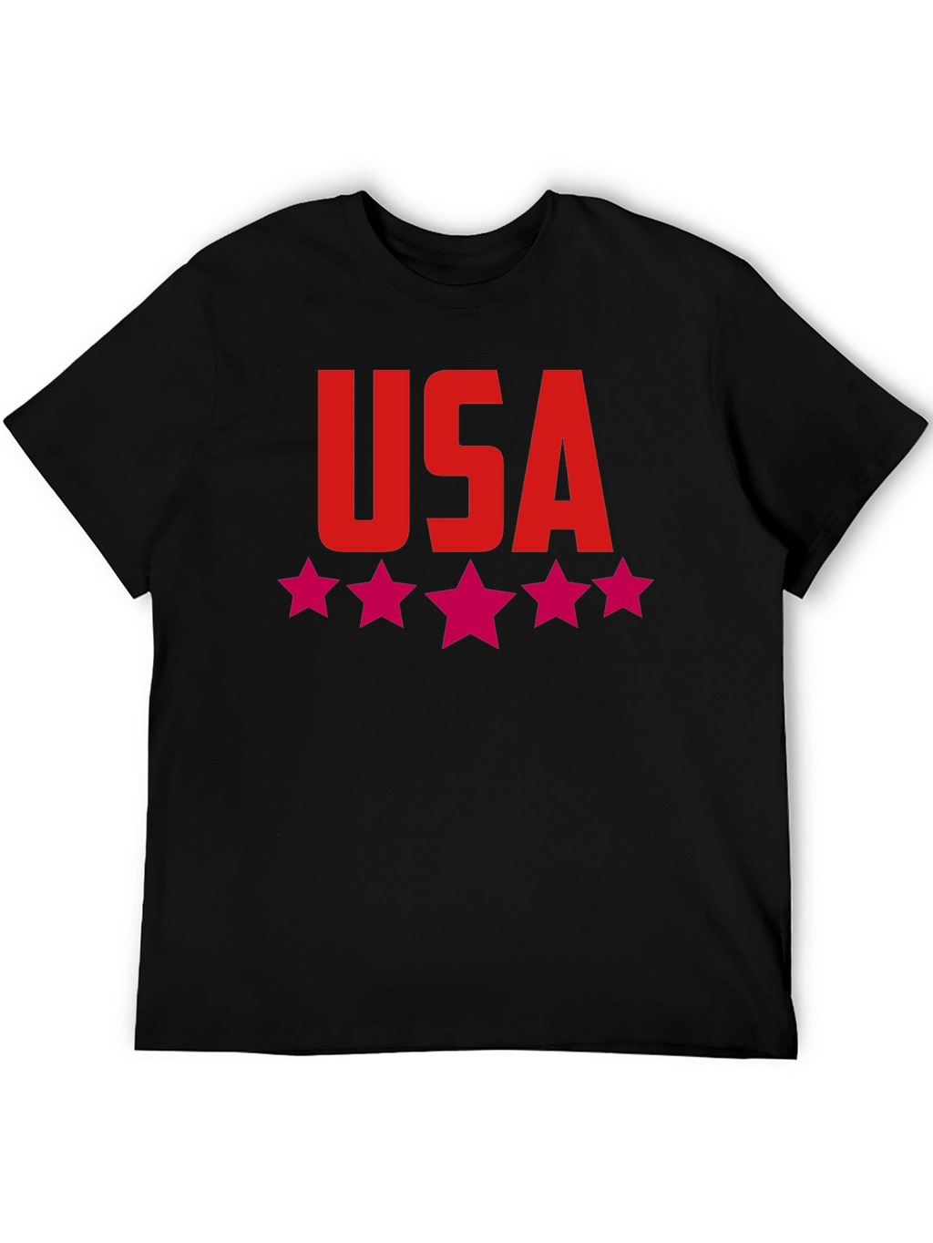 USA Stars Graphic Print Tee - Patriotic Black T-Shirt