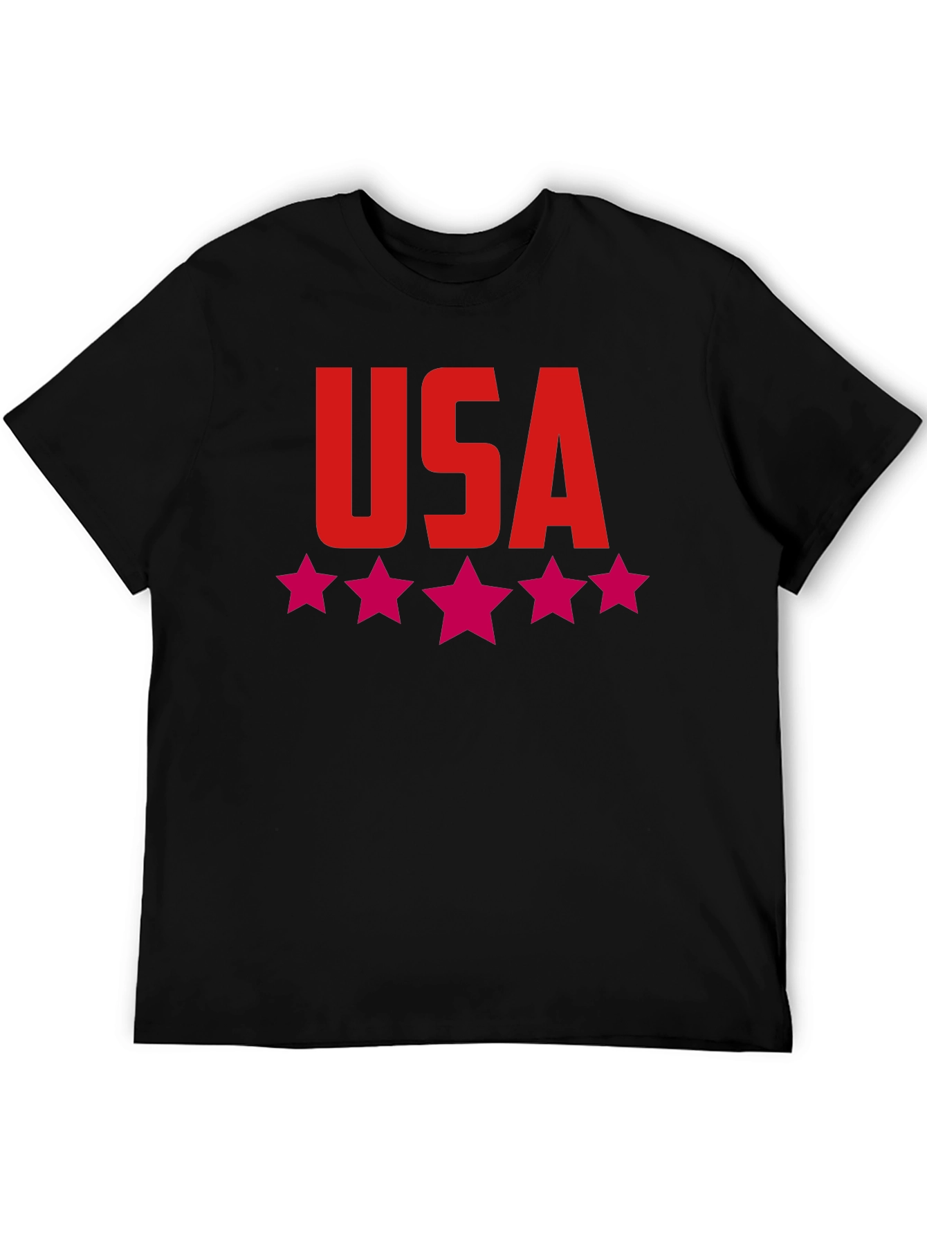 USA Stars Graphic Print Tee - Patriotic Black T-Shirt