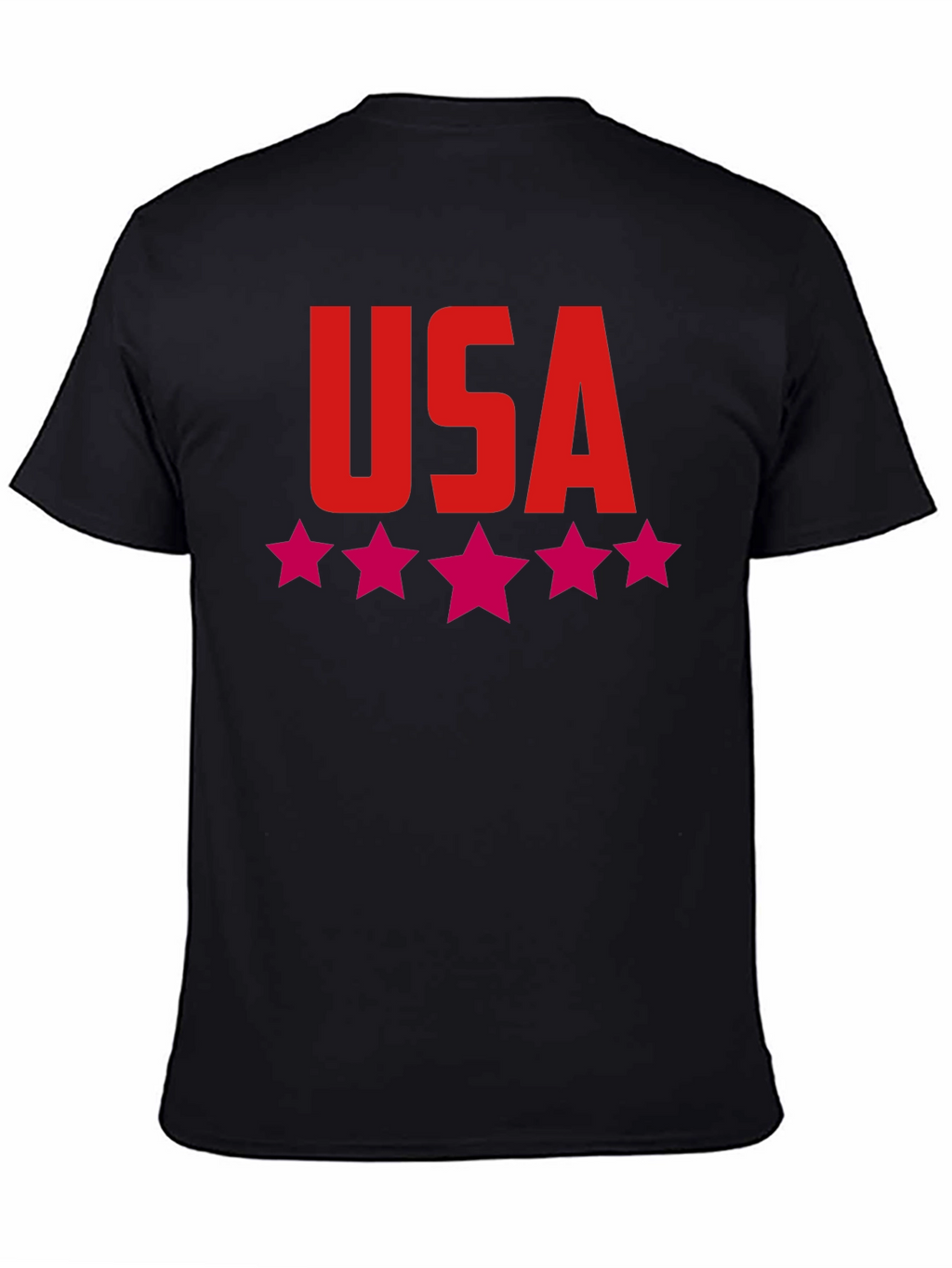 USA Stars Graphic Print Tee - Patriotic Black T-Shirt