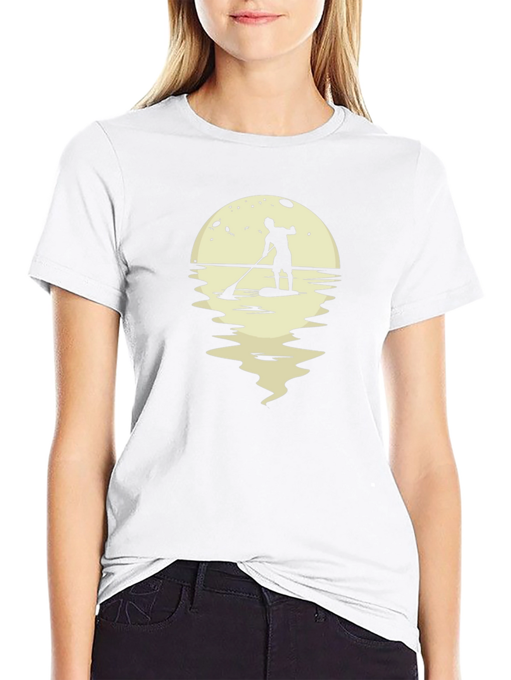 Paddle Boarder Moon Graphic T-Shirt