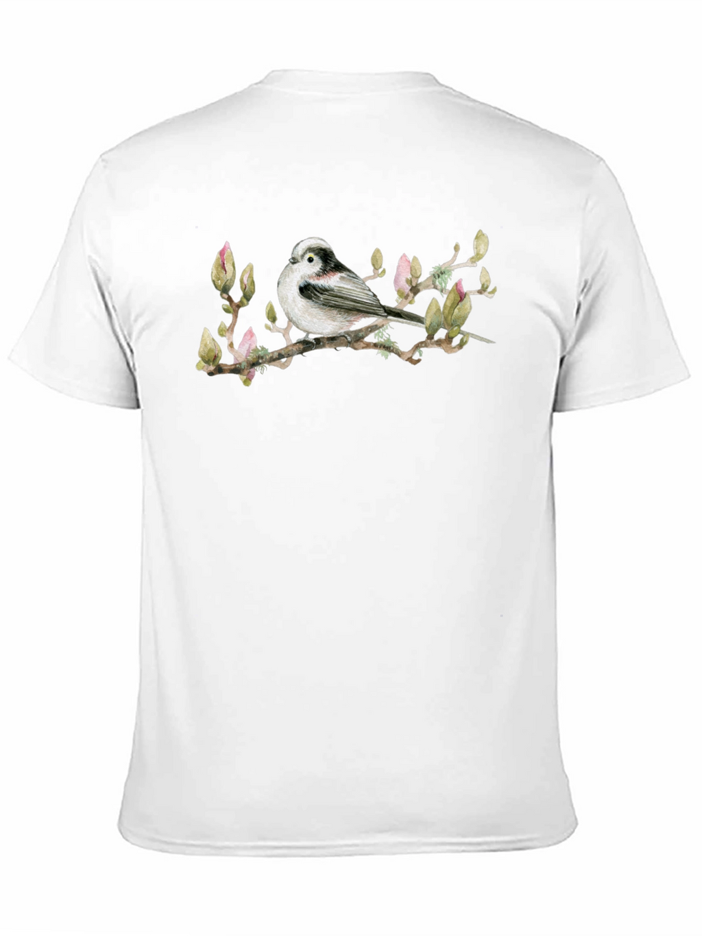 Bird on Branch Graphic Tee - Black Cotton T-Shirt