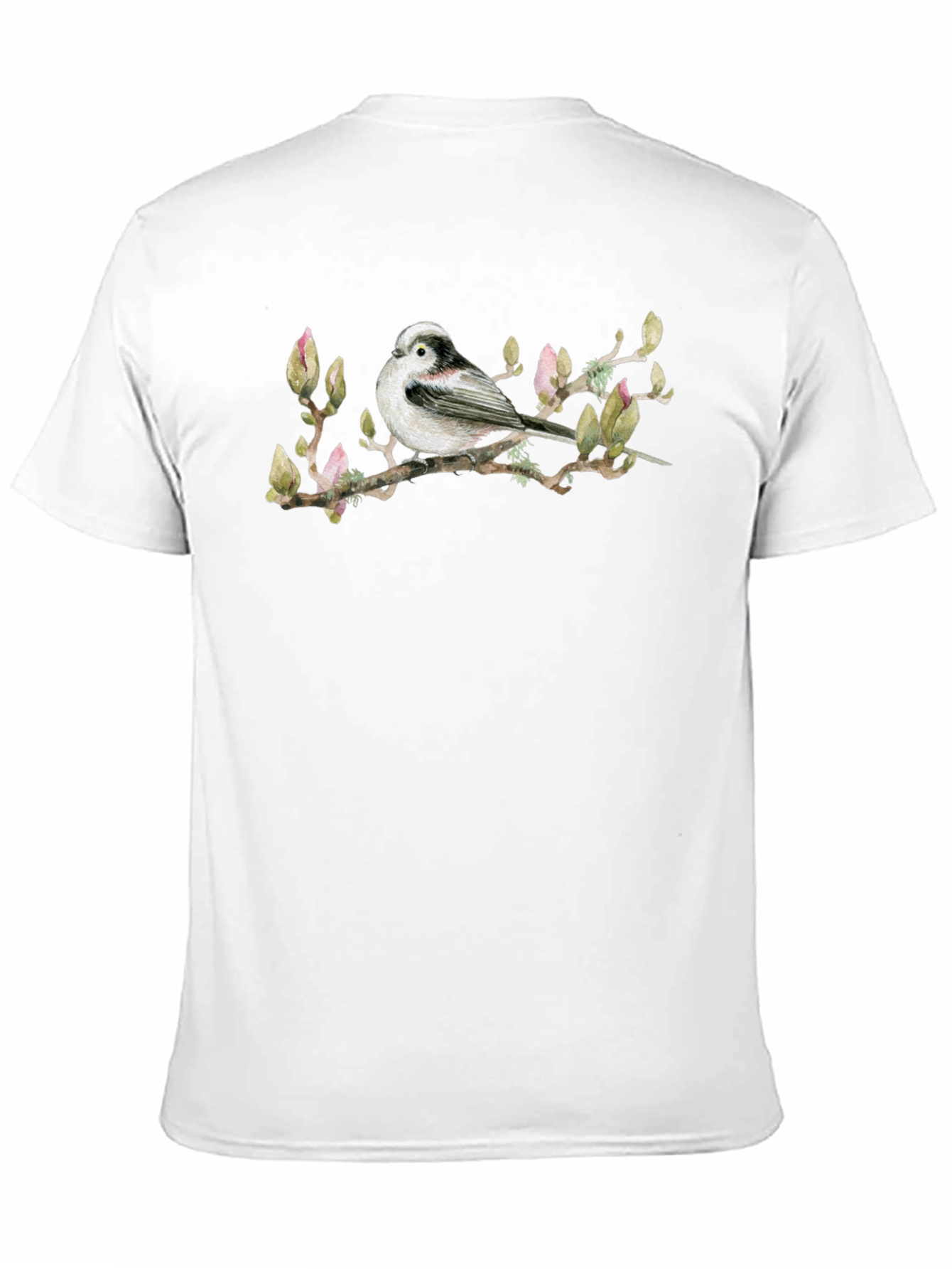 Bird on Branch Graphic Tee - Black Cotton T-Shirt
