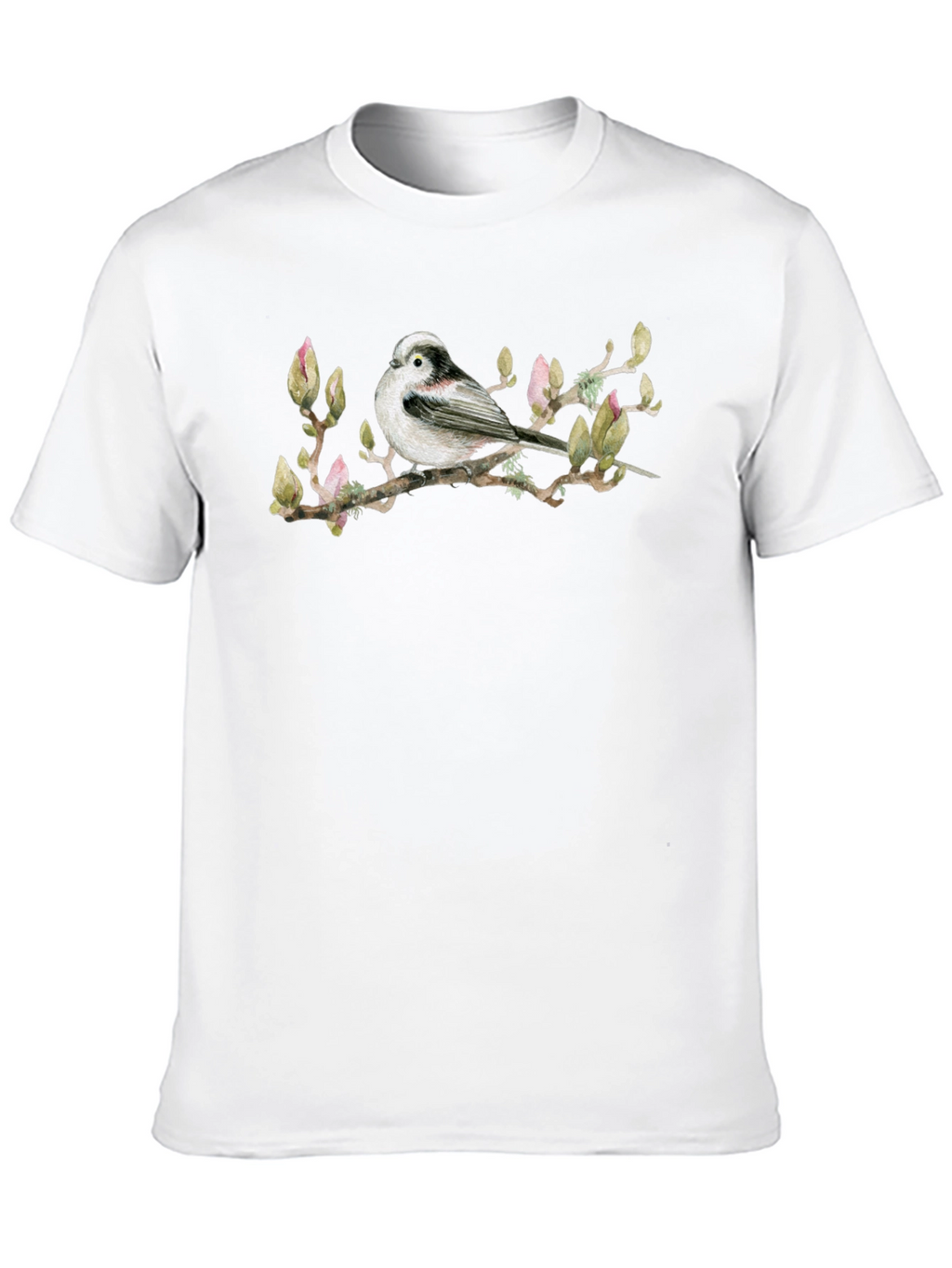 Bird on Branch Graphic Tee - Black Cotton T-Shirt