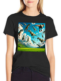 Dinosaur T-Rex Pattern Black T-Shirt