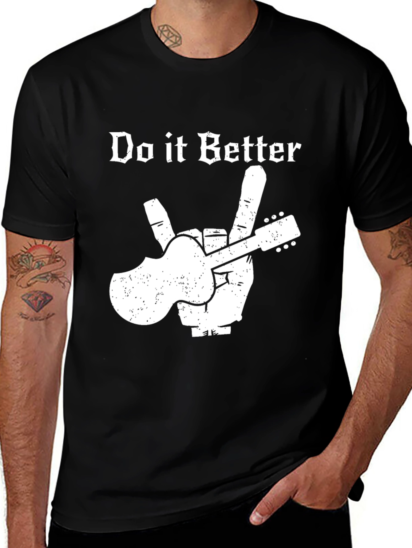 Do it Better Guitar Peace Sign Black T-Shirt