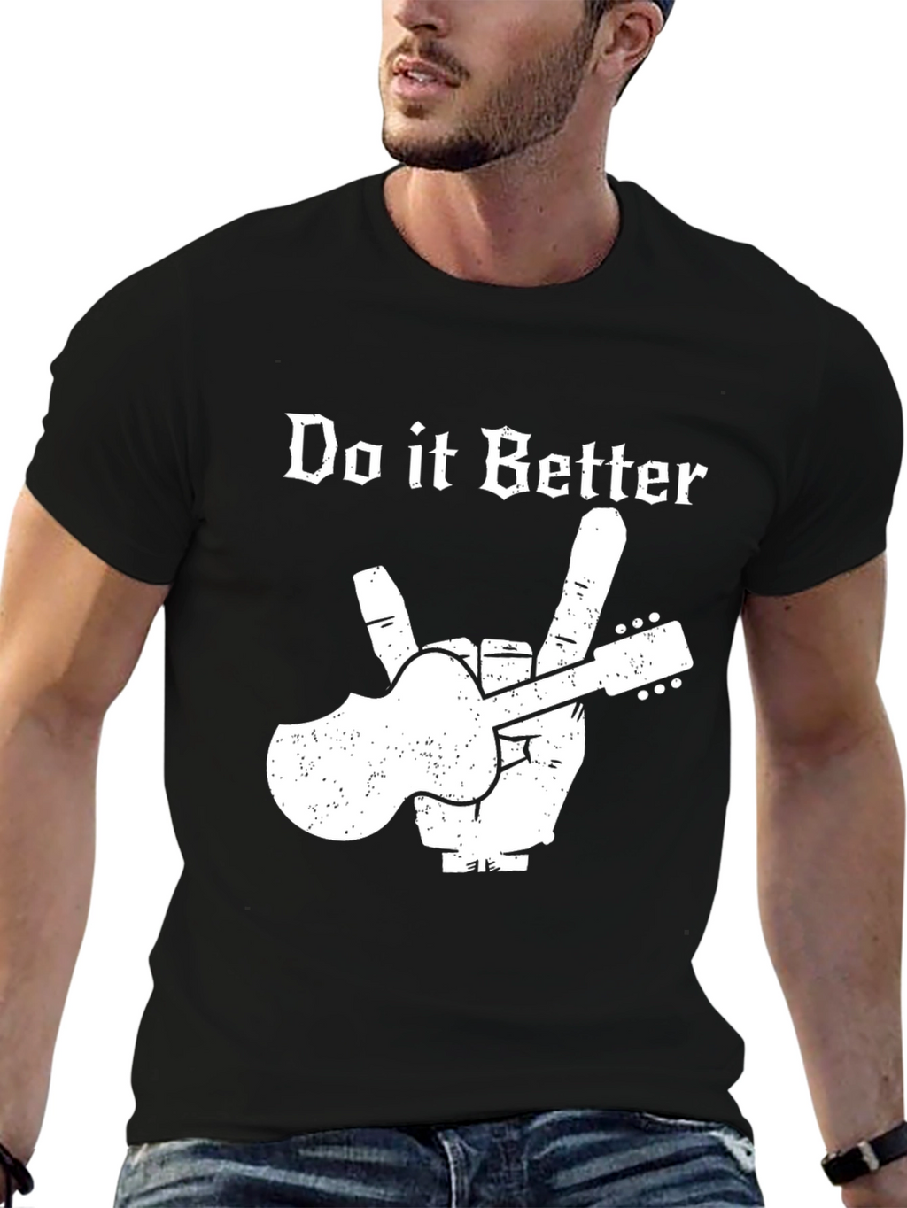 Do it Better Guitar Peace Sign Black T-Shirt