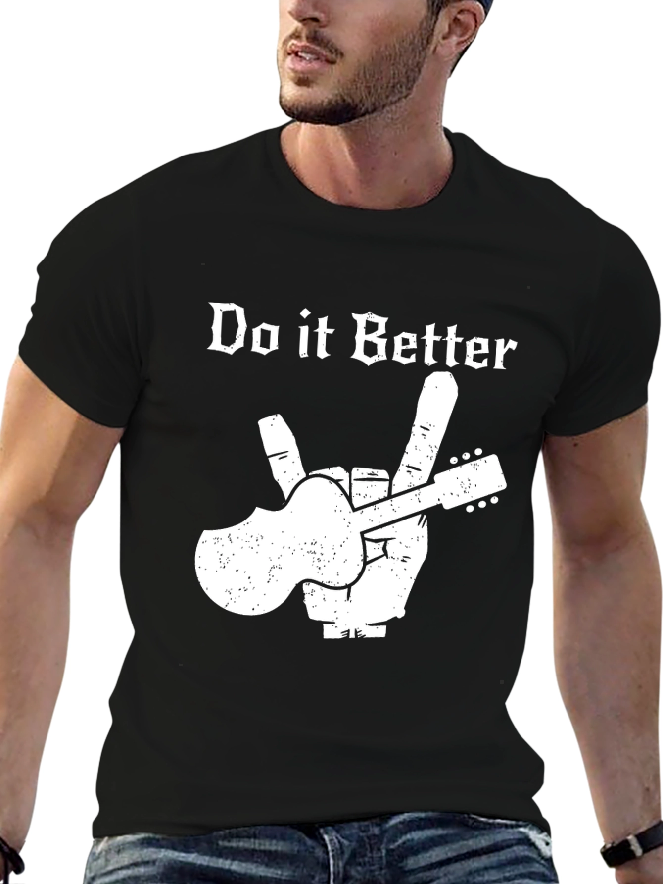 Do it Better Guitar Peace Sign Black T-Shirt