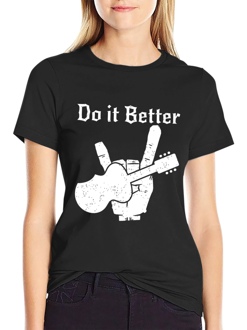 Do it Better Guitar Peace Sign Black T-Shirt