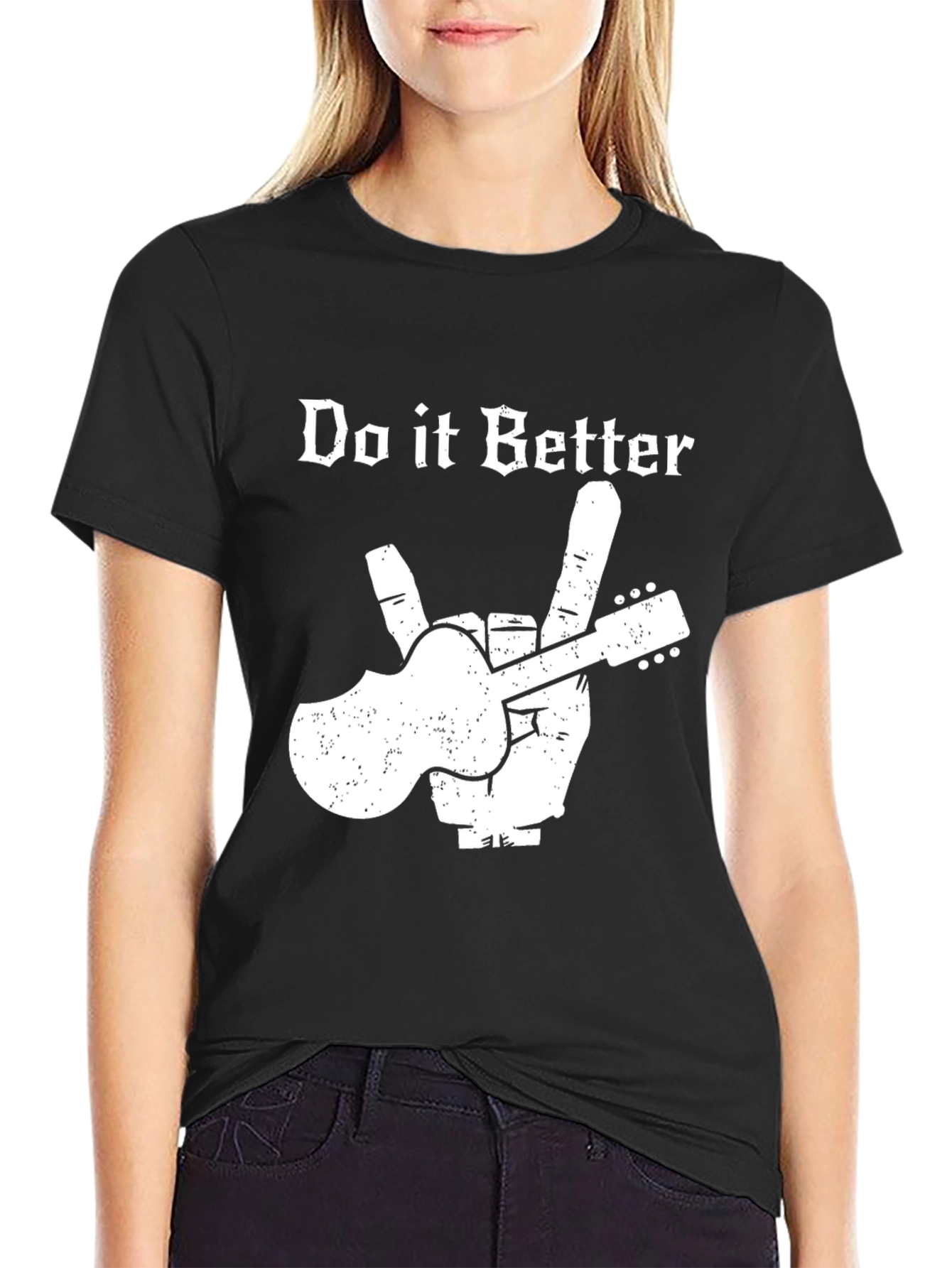 Do it Better Guitar Peace Sign Black T-Shirt