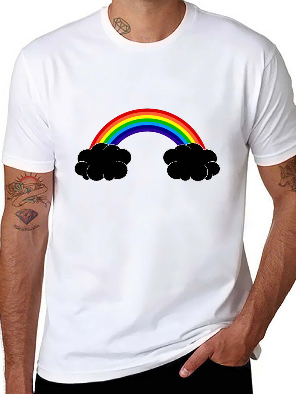 Rainbow Cloud Graphic Tee - Black